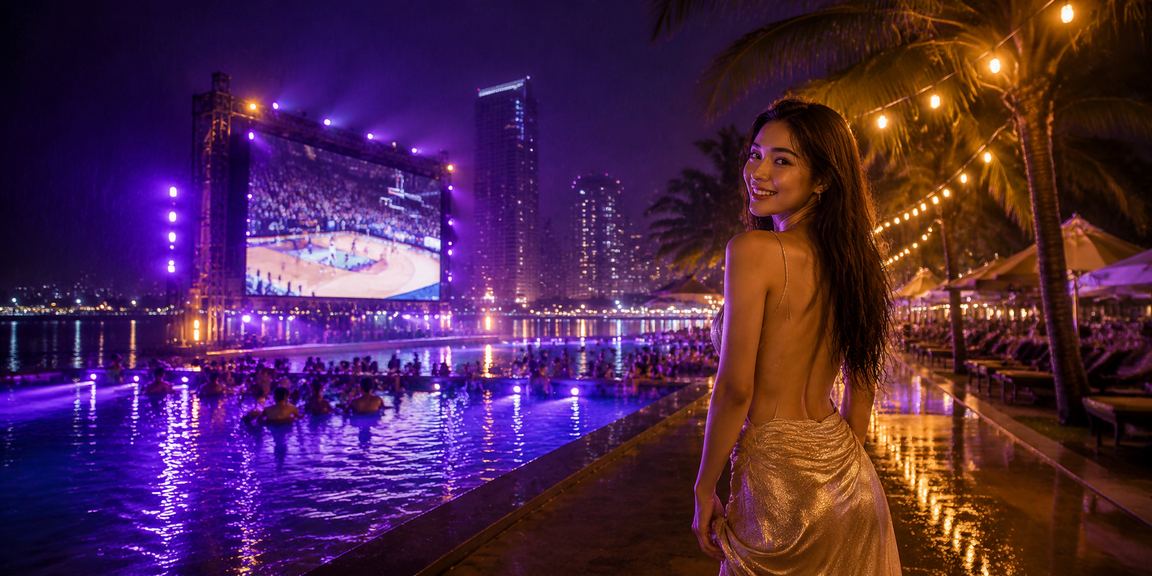 Người hâm mộ đặt cược bóng rổ NBA tại khu vực đèn neon Nha Trang ban đêm